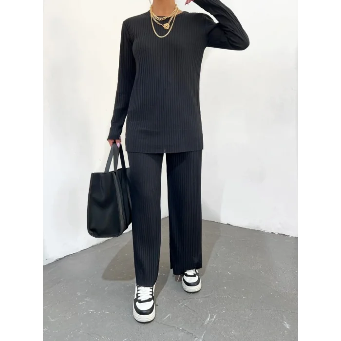 Bisiklet Yaka Kaşkorse Takım -Siyah