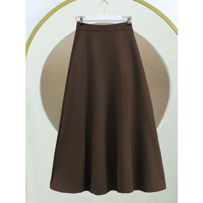 Bol Kiloş Sukuba Puf Etek   -Kahve