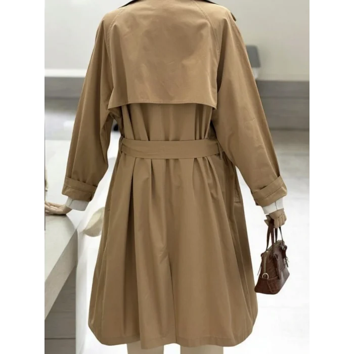 Bolero Detaylı Kemerli Araboy Trençkot -Vizon