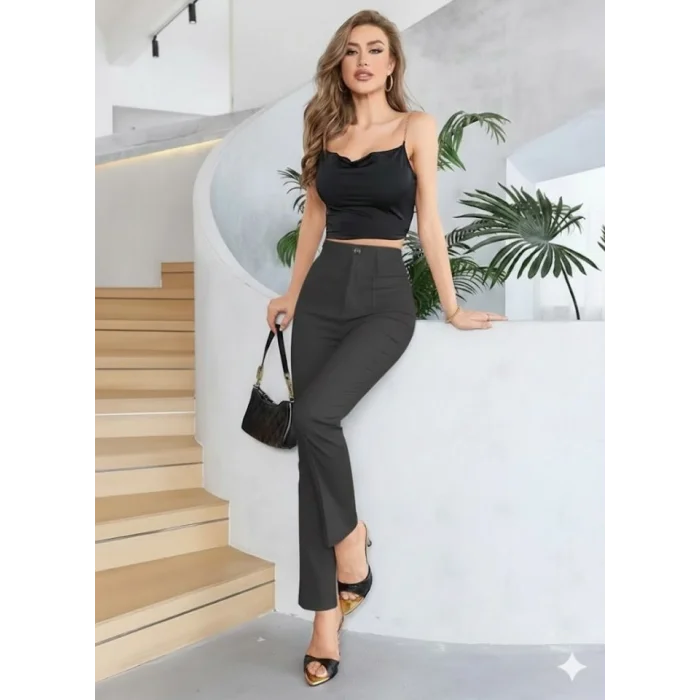 Bordo Renk Yüksek Bel Maskülen Kesim Kumaş Pantolon