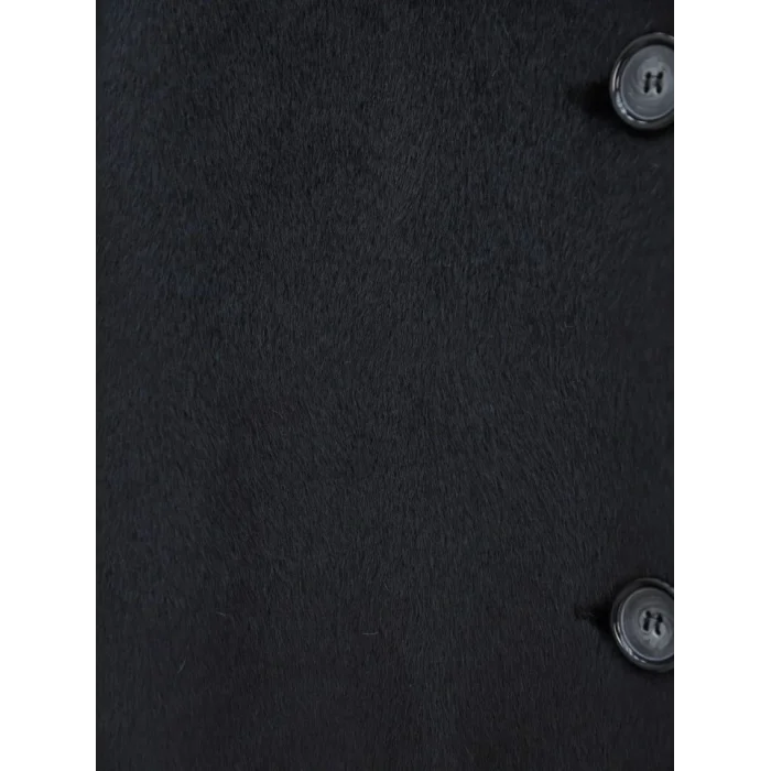 Boydan Düğmeli Cepli Kaban -Siyah