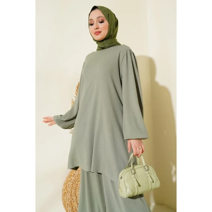 Çağla Yeşili Tunik Pantolon Alt Üst Takım 6663