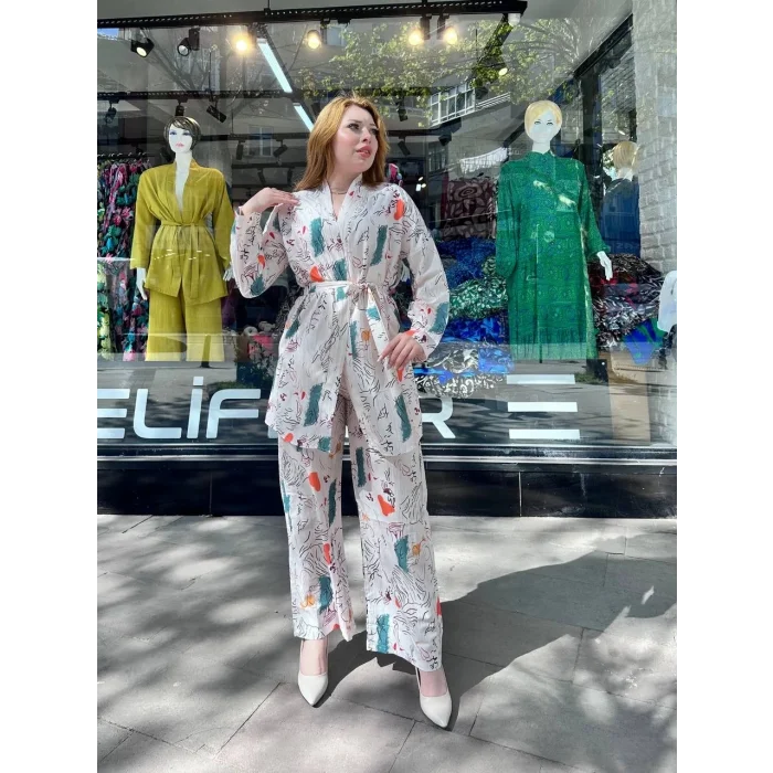 Ceketli baskılı takım