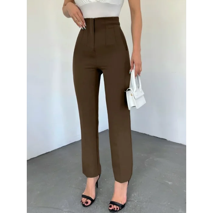 Cep Detaylı Yüksek Bel Pantolon -K. Kahve