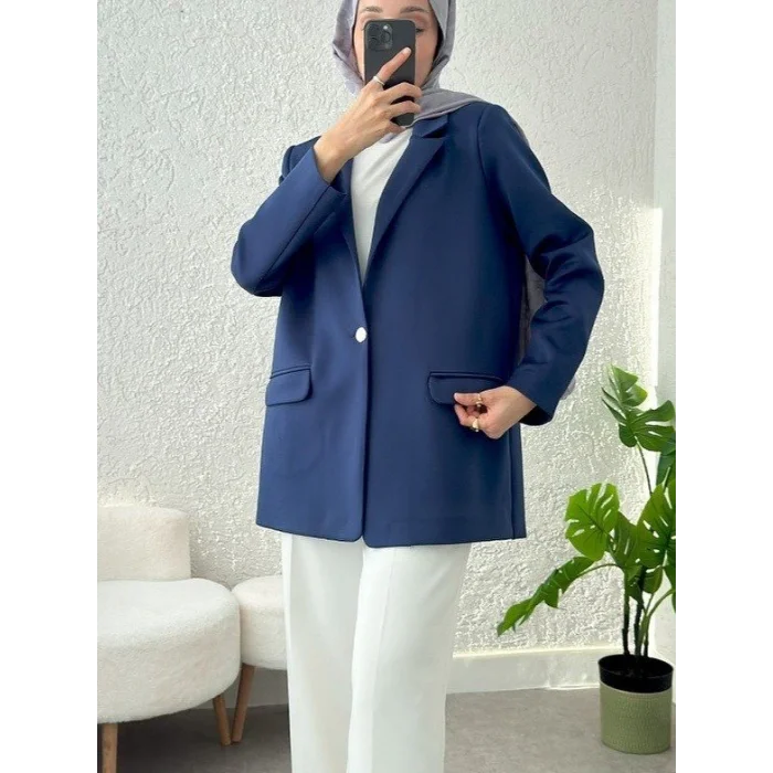 Cepli Tek Düğmeli Likralı Ceket  -Laci