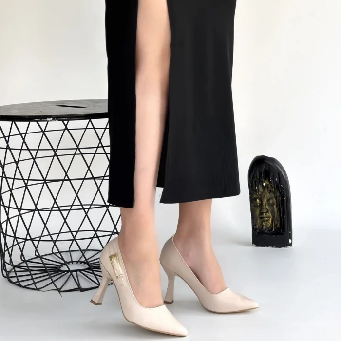 Cerin Bej Cilt Topuklu Ayakkabı