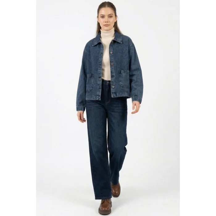 Çift Cepli Denim Ceket 0731 - Lacivert