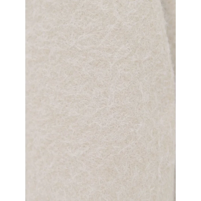 Çift Cepli Önü Düğmeli Astarlı Buklet Kaban -Ekru