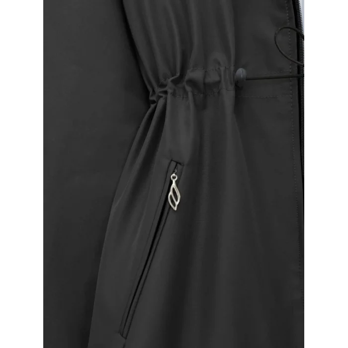 Çıkma Kapşonlu Yıldız Metal Detaylı Kaban -Siyah