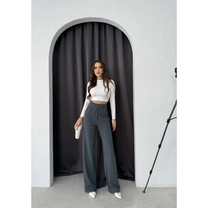 Cırtlı pantolon krep füme pt