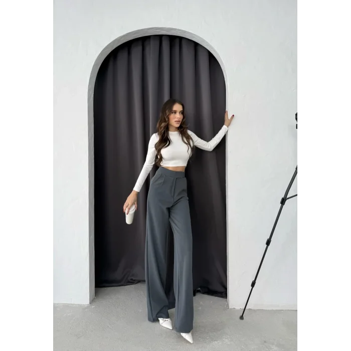 Cırtlı pantolon krep füme pt