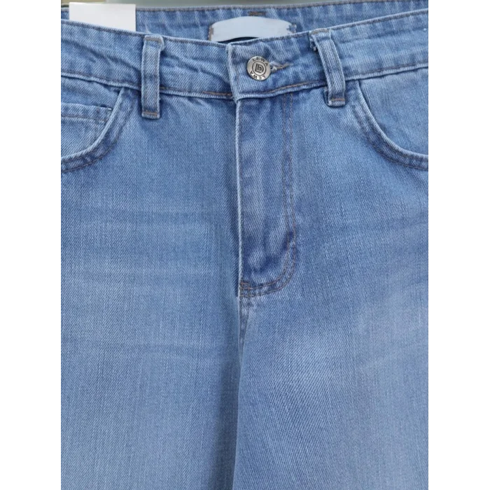 Çok Cepli Yüksek Bel Kot Pantolon  -Buz Mavi