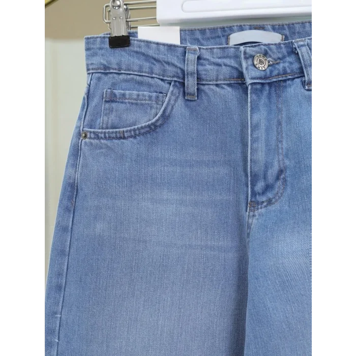 Çok Cepli Yüksek Bel Kot Pantolon  -Buz Mavi