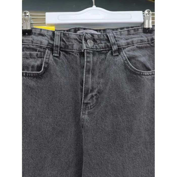 Çok Cepli Yüksek Bel Kot Pantolon  -Füme
