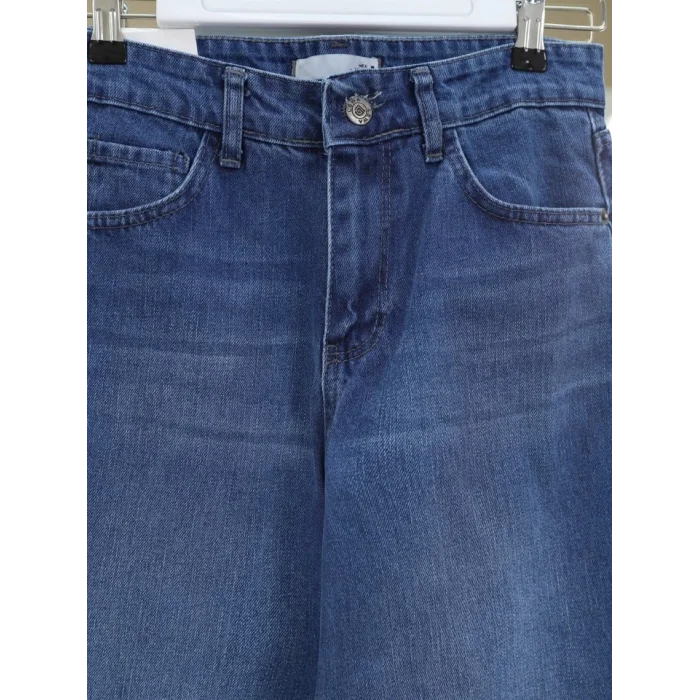 Çok Cepli Yüksek Bel Kot Pantolon  -Mavi