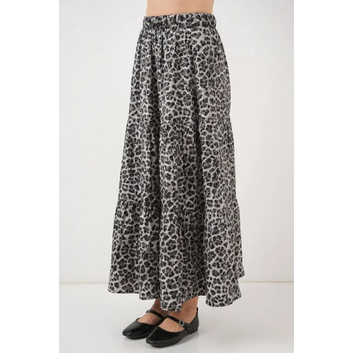 Desenli Uzun Etek 8053 - Antrasit