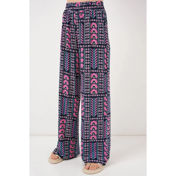 Desenli Viskon Pantolon 6749 - Lacivert