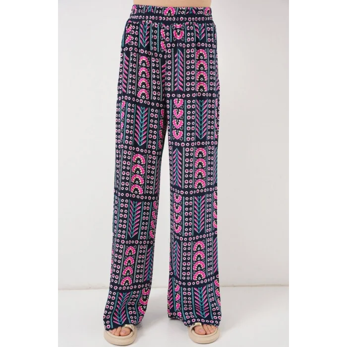 Desenli Viskon Pantolon 6749 - Lacivert