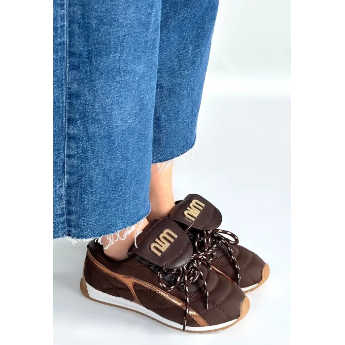 Dissa Kahverengi Cilt Bağcıklı Paraşüt Detaylı Spor Ayakkabı