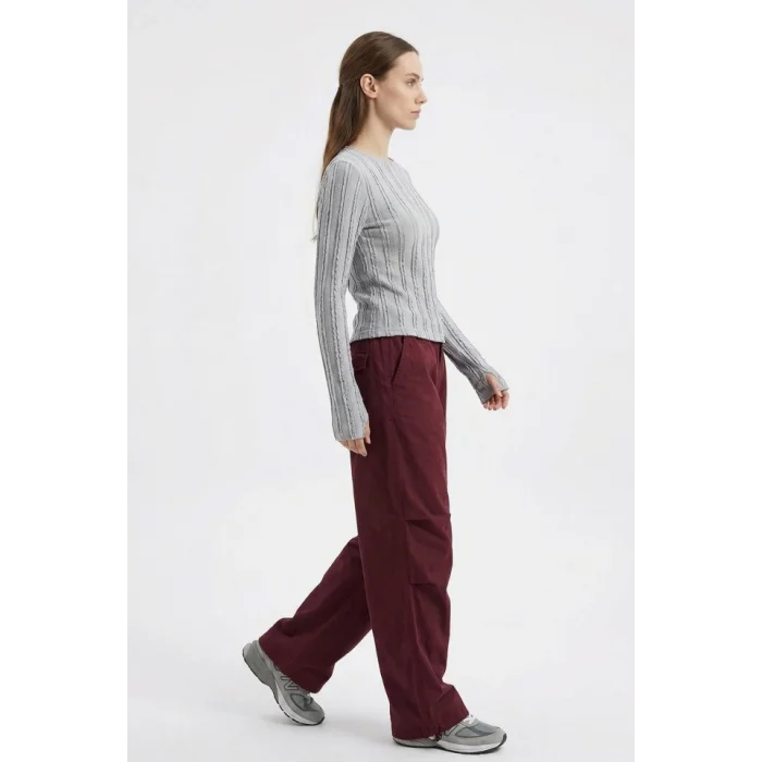 Dokulu Örme Bluz 980 - Gri