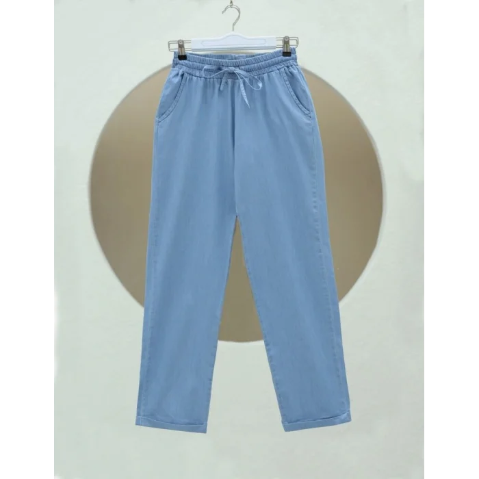 Duble Paça Yıkamalı Soft Kot Pantolon  -Buz Mavi