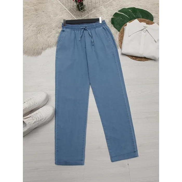 Duble Paça Yıkamalı Soft Kot Pantolon  -Buz Mavi