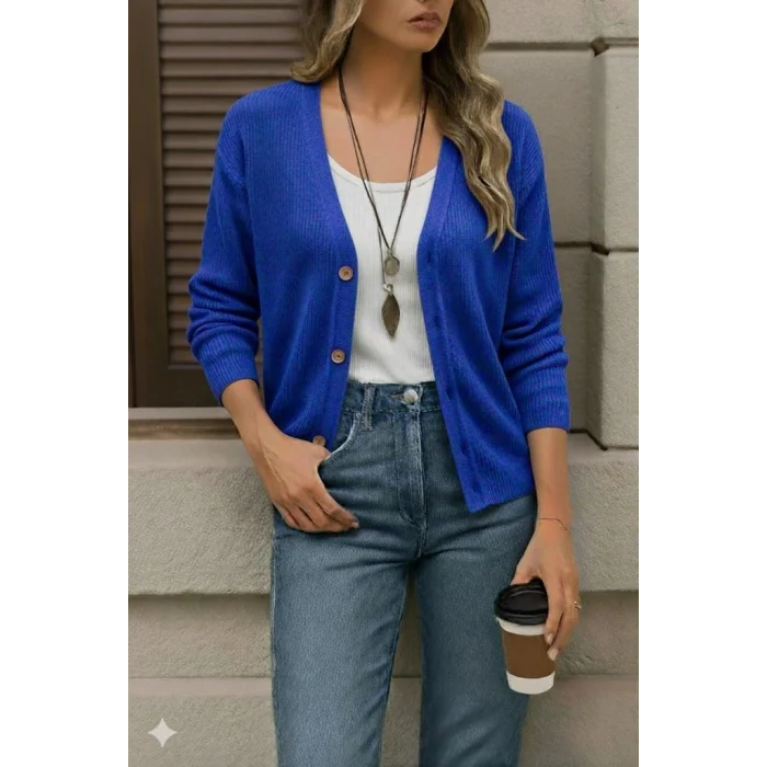 Düğme Detay Triko Bluz