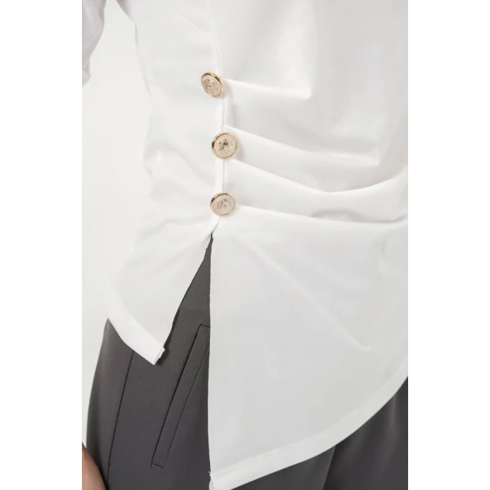 Düğme Detaylı Sandy Bluz 992 - Beyaz