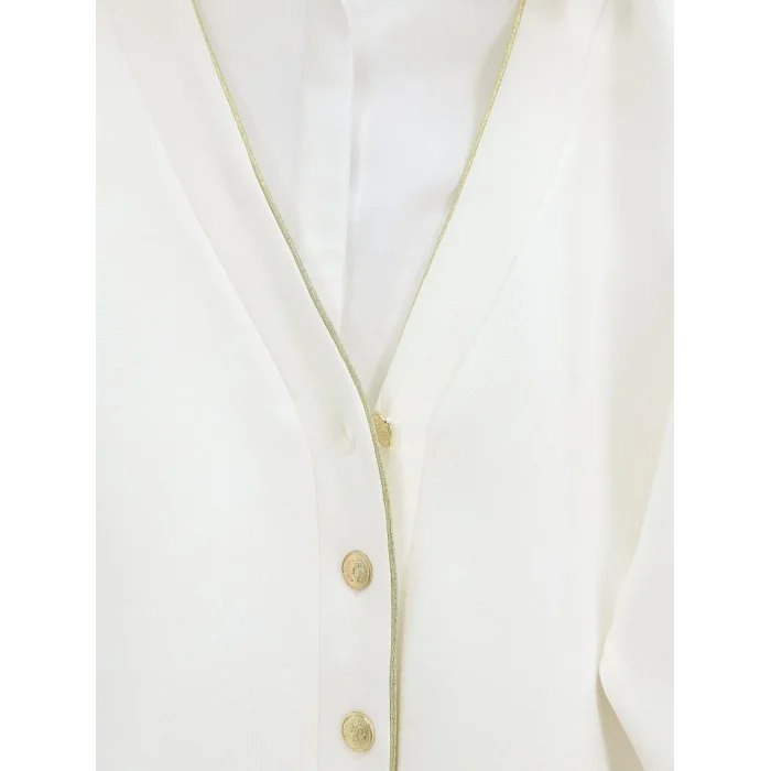 Düğmeli Biyeli Osyho Hırka -Beyaz