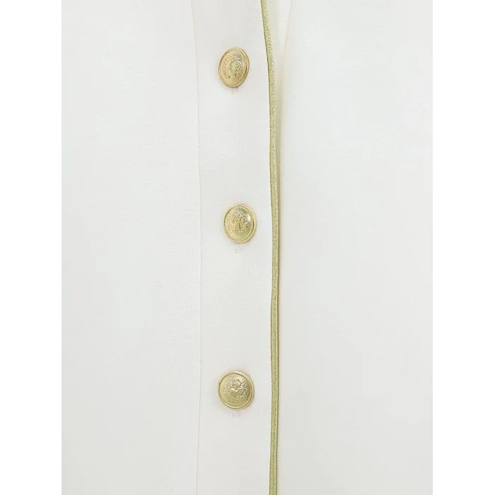 Düğmeli Biyeli Osyho Hırka -Beyaz