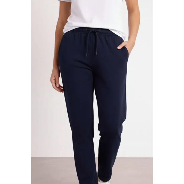 Düz Paça Beli Lastikli İpli Günlük Spor Eşofman Altı Rahat Fit - Lacivert