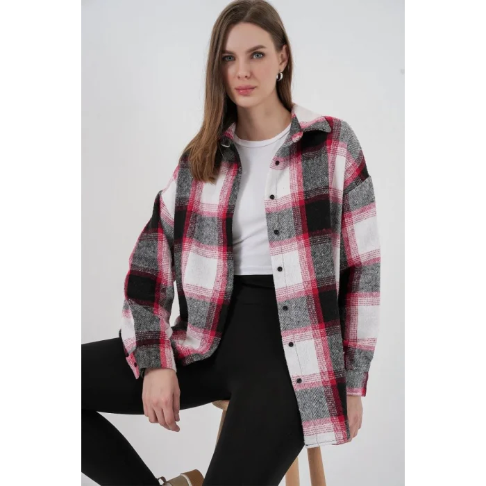 Ekose Desen Oversize Oduncu Gömlek 3854 Kiremit