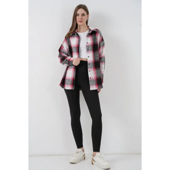 Ekose Desen Oversize Oduncu Gömlek 3854 Kiremit