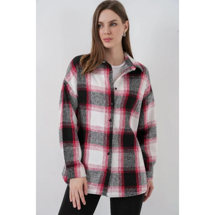 Ekose Desen Oversize Oduncu Gömlek 3854 Kiremit