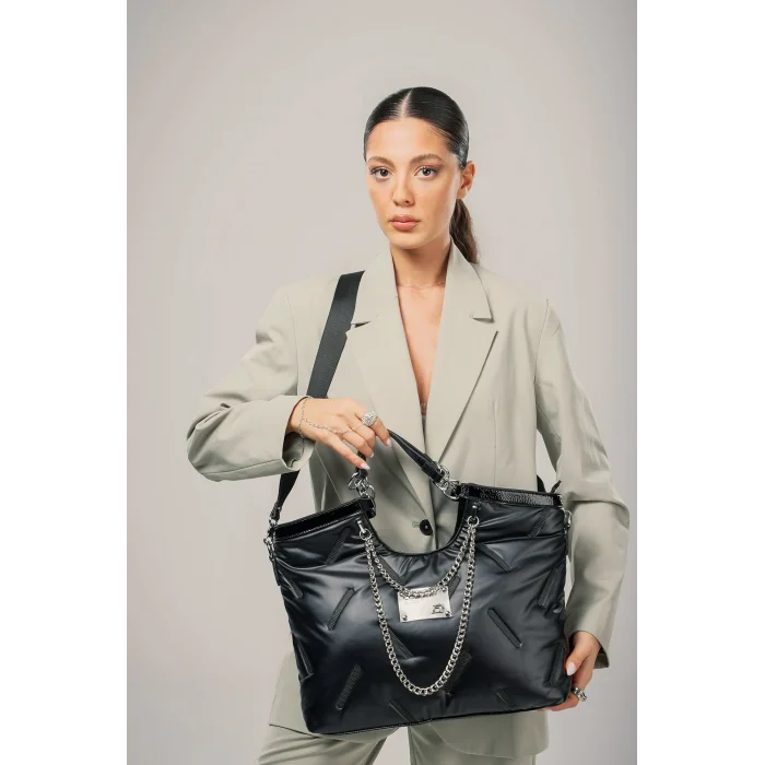 Enya Siyah Cilt Omuz Çantası