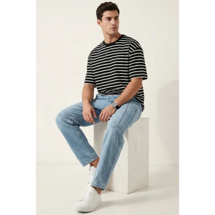 Erkek Rahat Kesim Baggy Jean Pantolon 30074 - Mavi