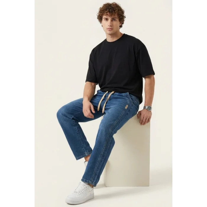 Erkek Rahat Kesim Baggy Jean Pantolon 30076 - Lacivert