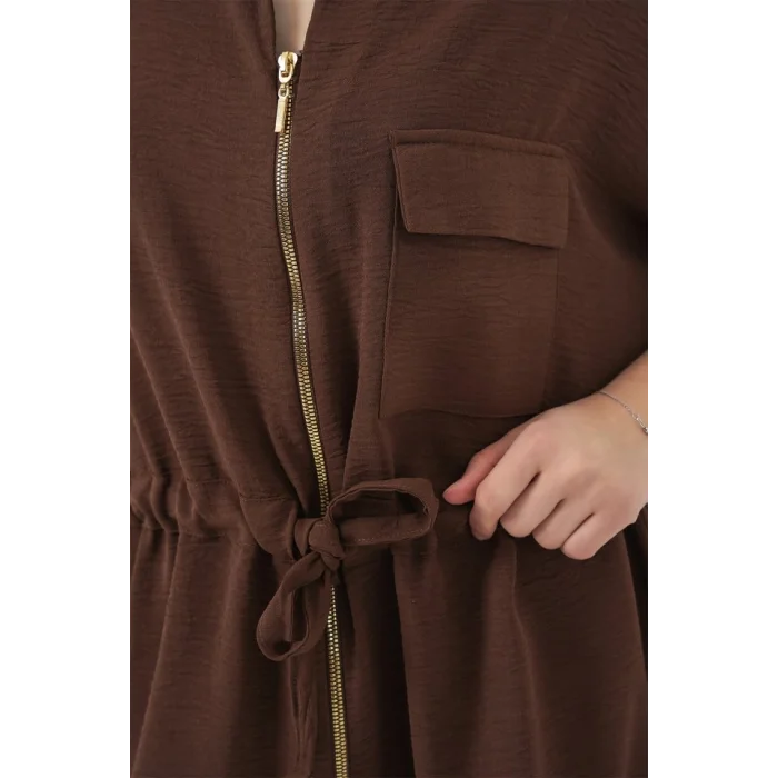 Fermuarlı Gömlek 0721 - Kahverengi