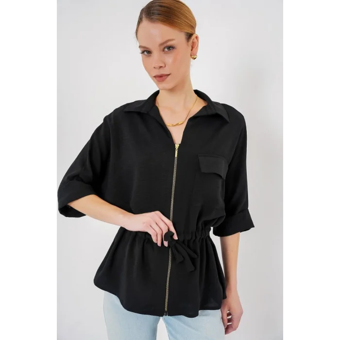 Fermuarlı Gömlek 0721 - Siyah