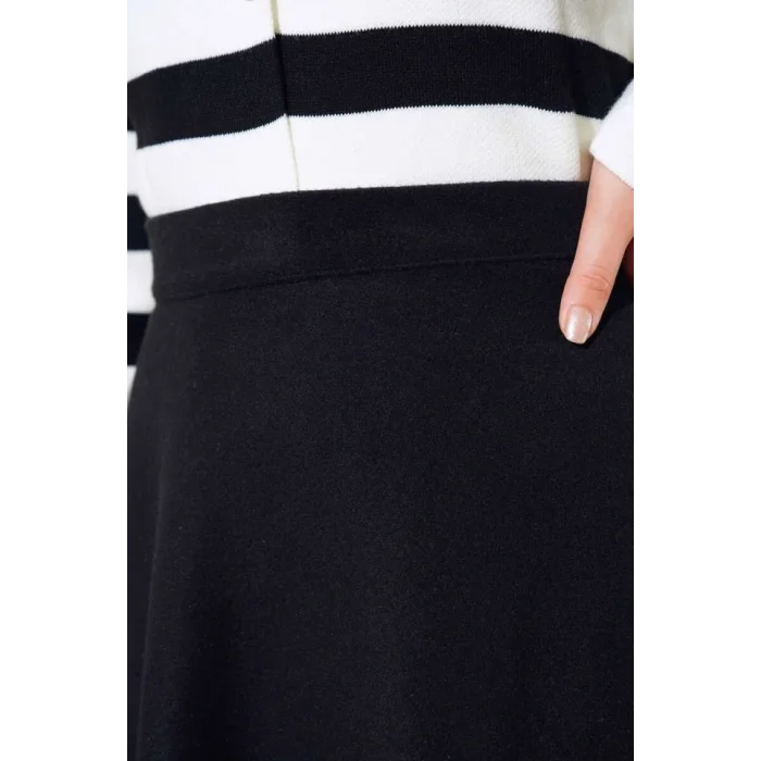 Fermuarlı Kaşe Çan Etek -Siyah