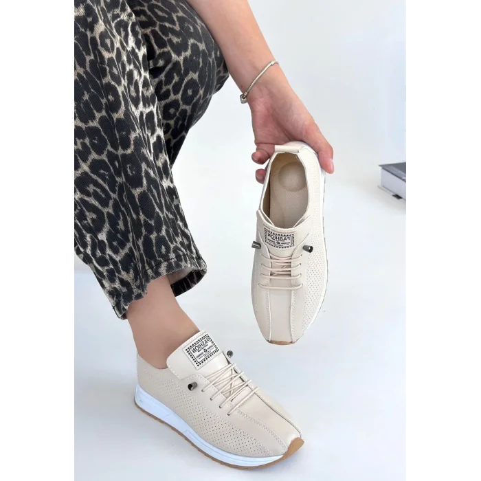 Fiert Bej Cilt Bağcıklı Spor Ayakkabı