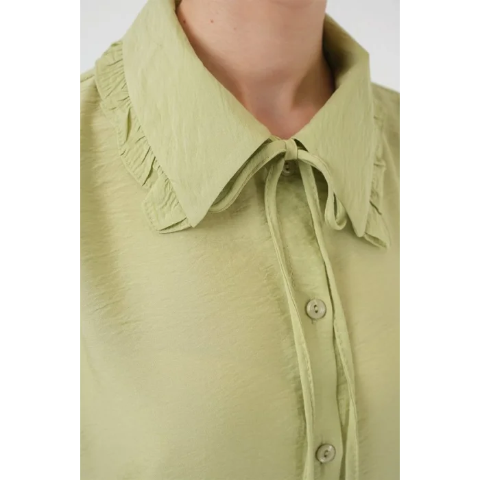 Fırfırlı Uzun Gömlek Tunik 5952 - Çağla