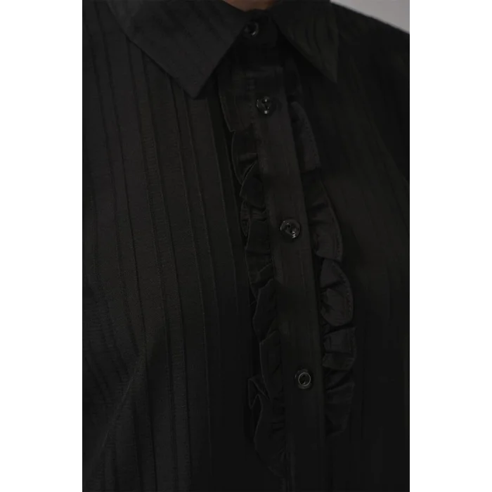 Fırfırlı Uzun Gömlek Tunik 5953 - Siyah