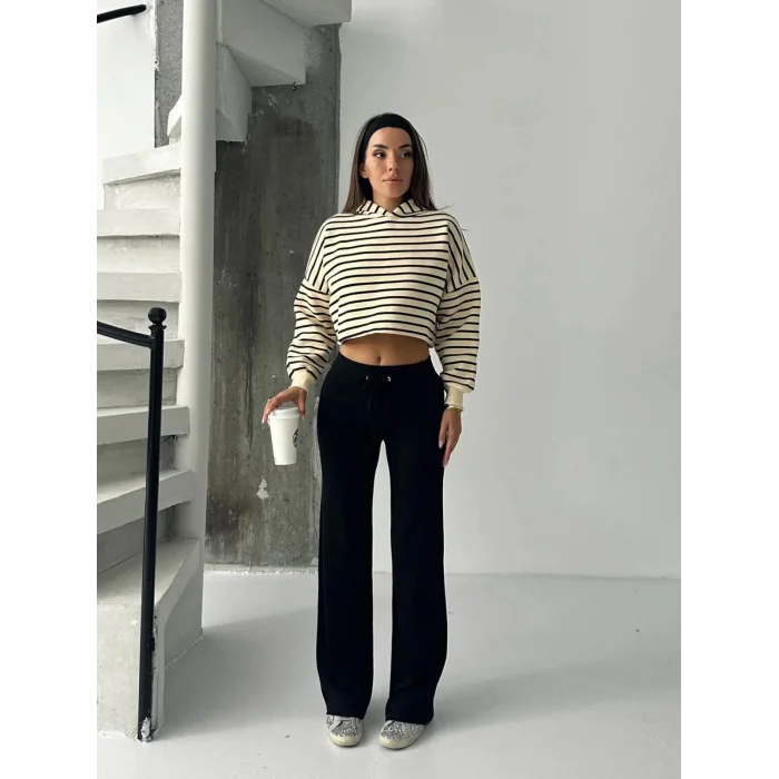 Fit comfort siyah salaş pantolon A6011