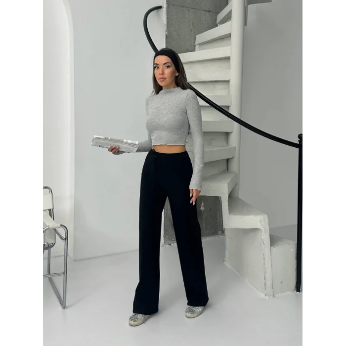 Fitilli şardonlu pantolon siyah a4058