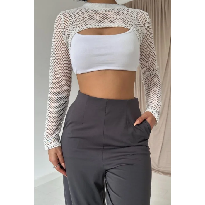 Füme Pensli Lastik Detaylı Pantolon