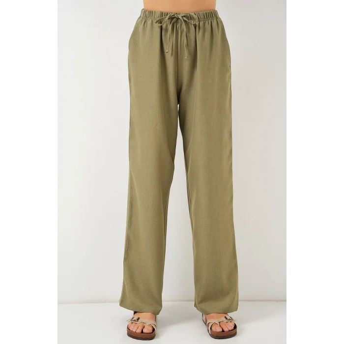 Geniş Paça Keten Pantolon 6735 - Çağla