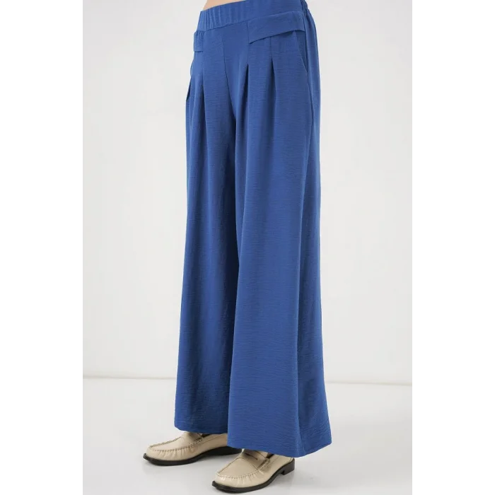 Geniş Paça Pileli Pantolon 6718 - İndigo