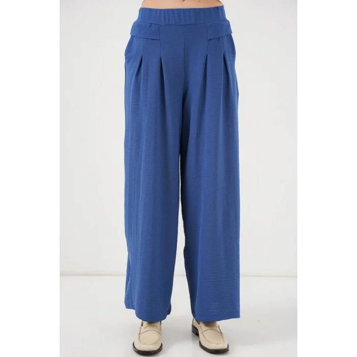 Geniş Paça Pileli Pantolon 6718 - İndigo