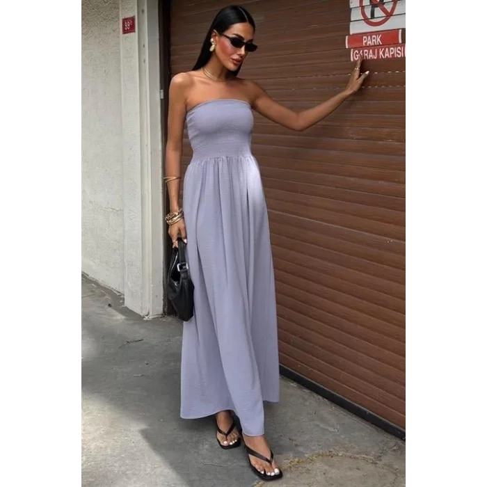 Göğsü Gipeli Straplez Elbise 2878